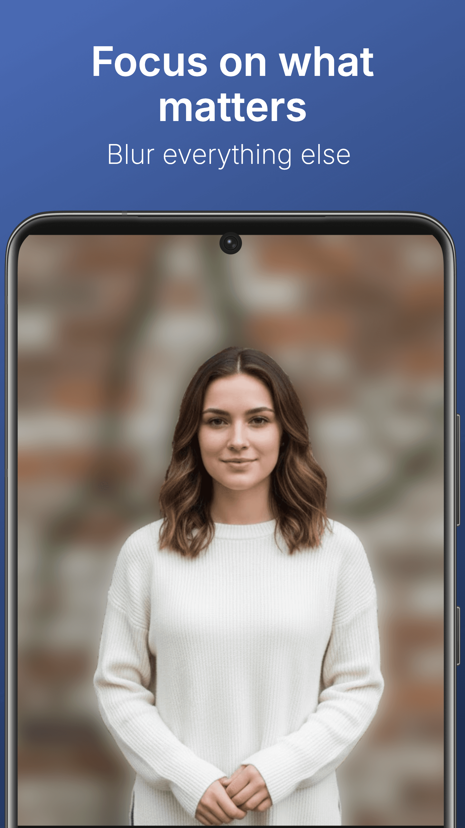 BlurQ app blurring faces in a group photo on iPhone